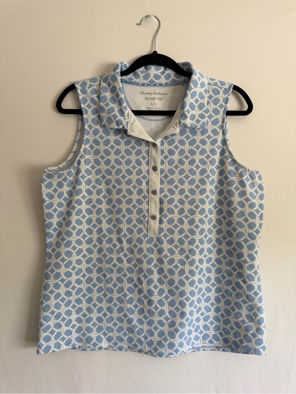 Tommy Bahama Aubrey Interlock Bay Polo Tank Women's Size L Blue White